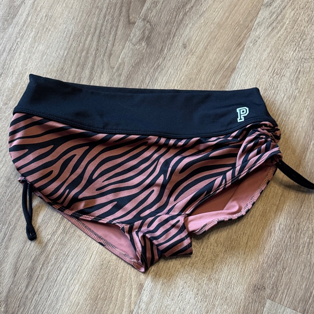 PINK Victoria's Secret Zebra Print Swim Shorts - Black and Pink - Picture 3 of 5